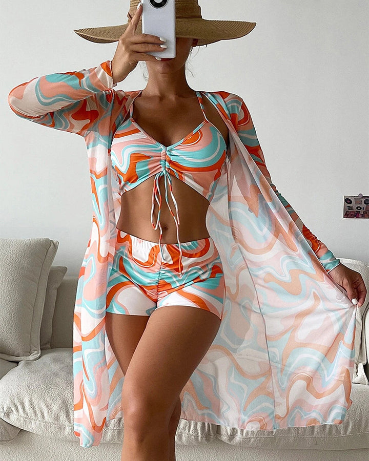 Florecer | Conjunto de bikini de 3 piezas con estampado